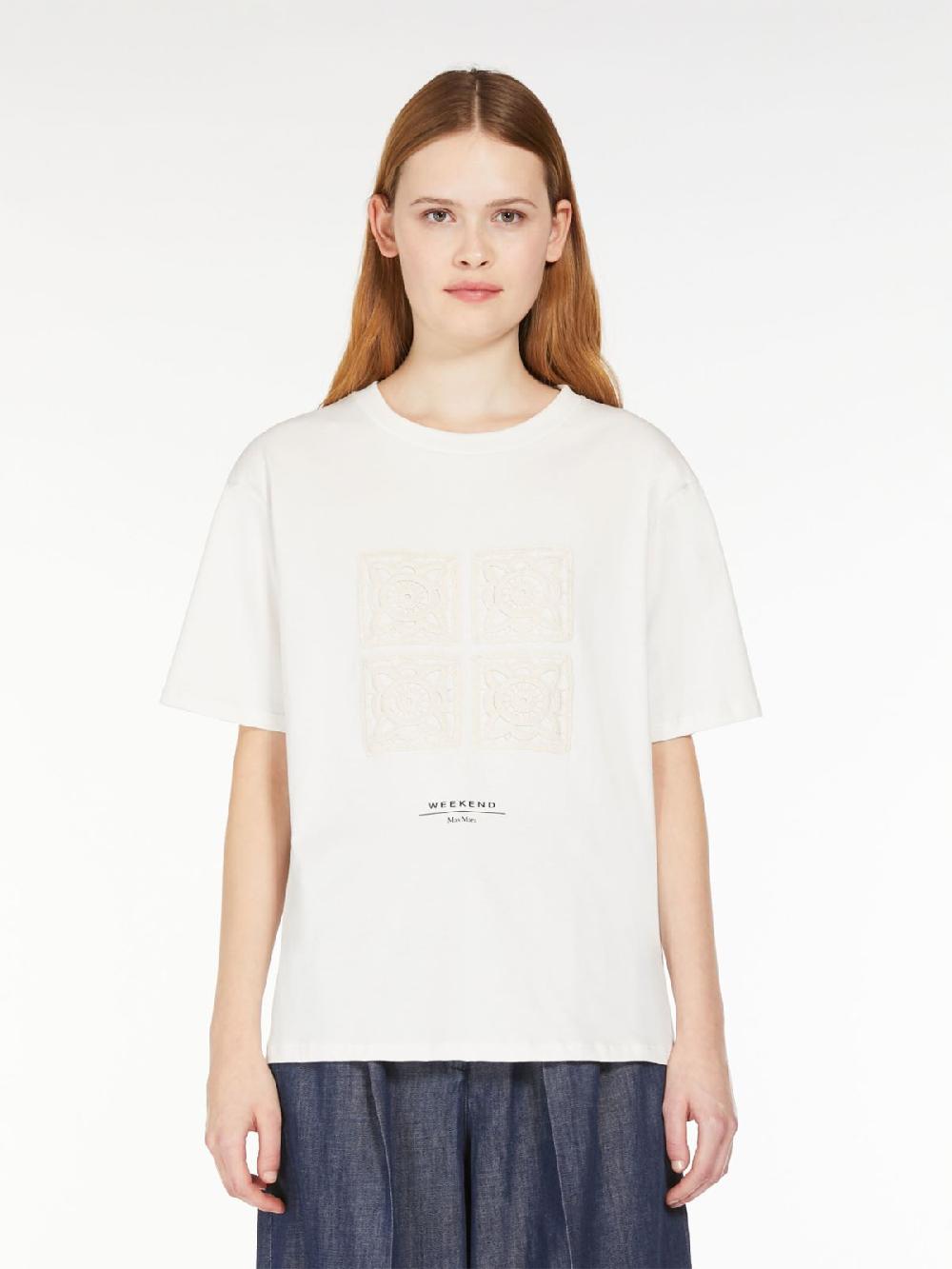 Weekend T-shirt in cotone con lettering ricamato Officina