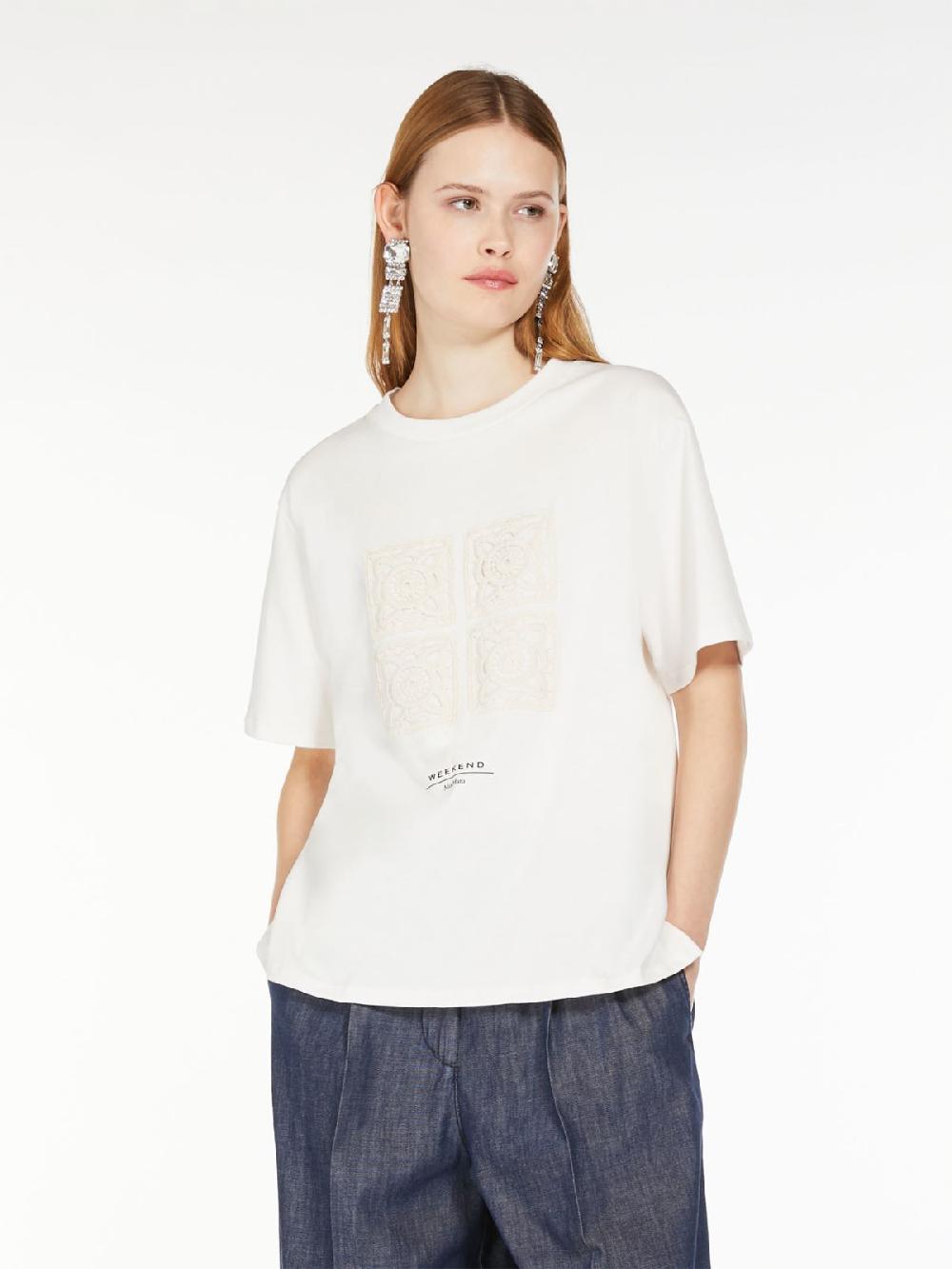 Weekend T-shirt in cotone con lettering ricamato Officina