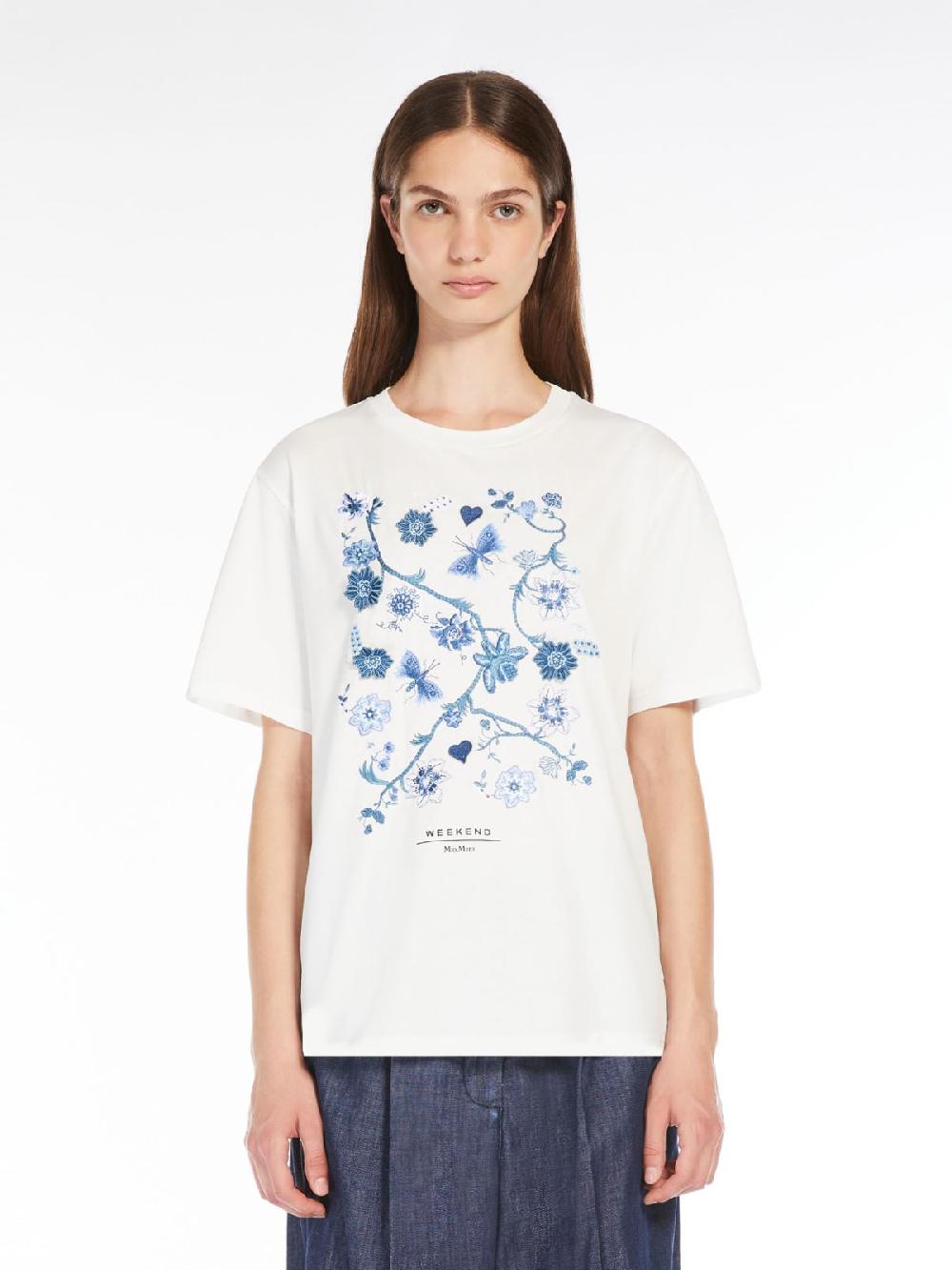 Weekend T-shirt in cotone con lettering ricamato Limitato a 3 giorni