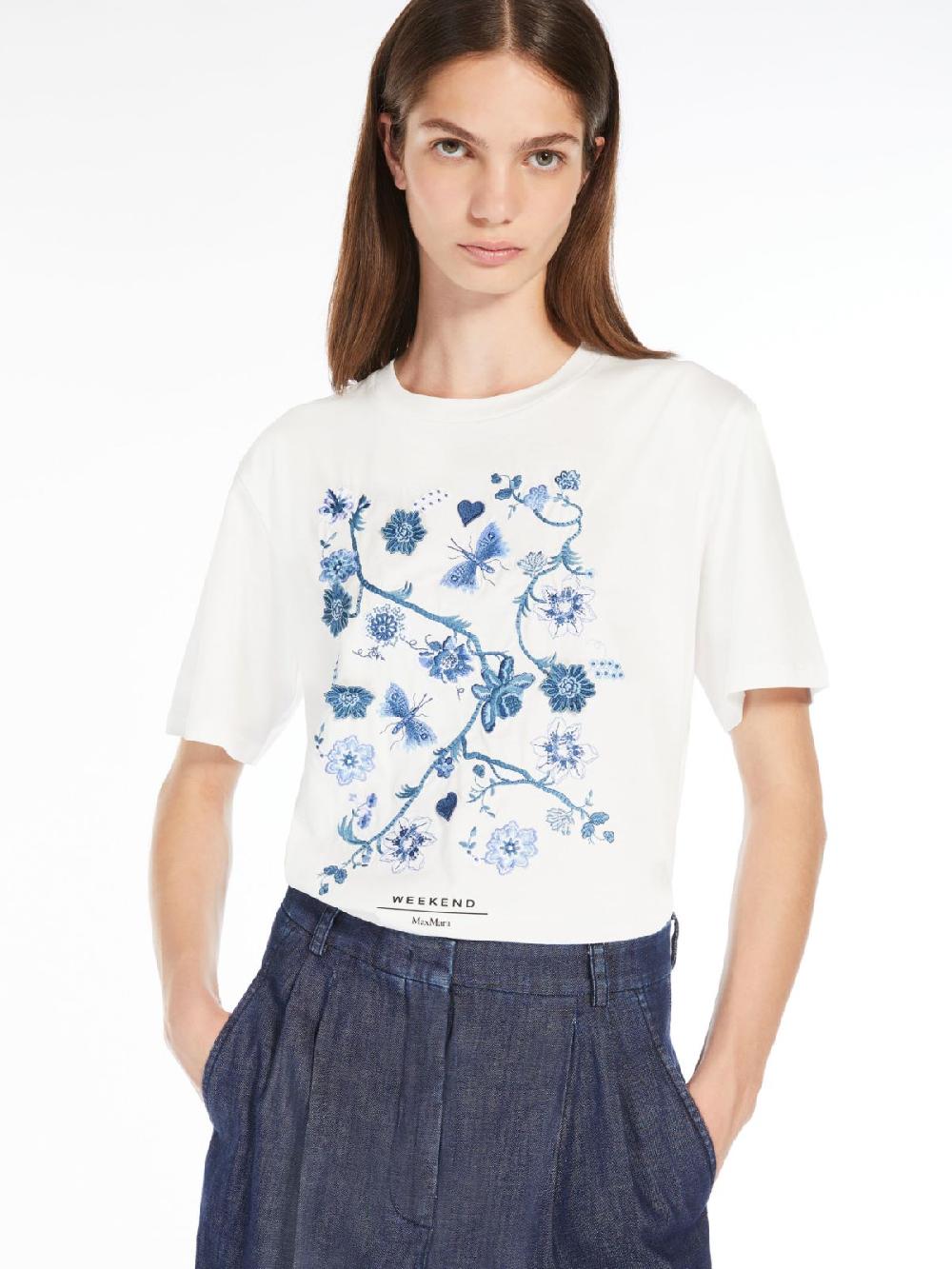 Weekend T-shirt in cotone con lettering ricamato Limitato a 3 giorni
