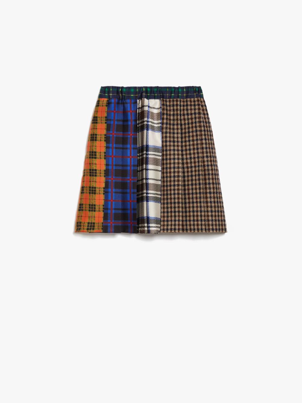 Weekend Minigonna patchwork in lana e cotone Pied de Poule Flash Sale